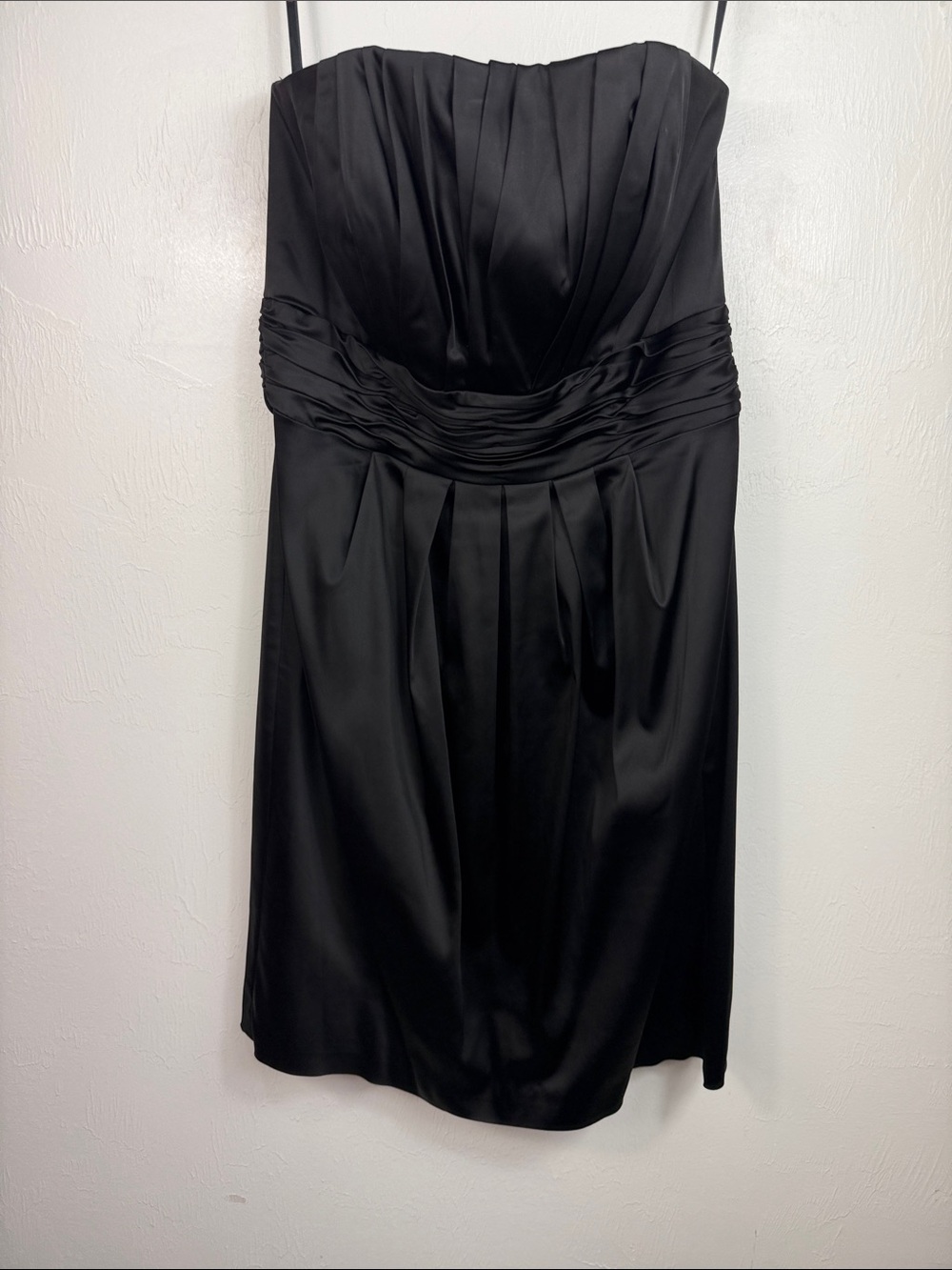 Dusk Collection Sheila Yen Black Satin Strapless Midi Dress Size 10 - Picture 2 of 7